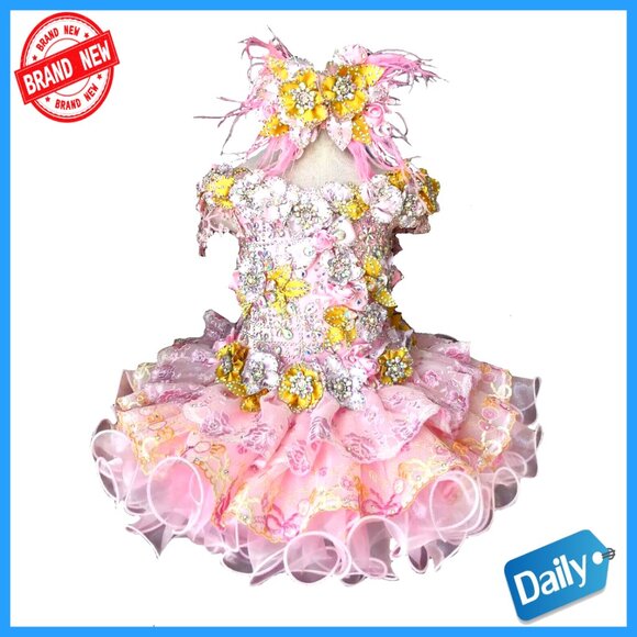 Handmade Beaded Pageant Dress for Girls Special Occasion Dry Clean Only